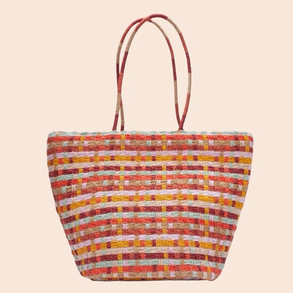 ZARA Multicolored woven tote bag - Picture 2 of 12